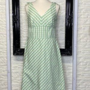 LOFT Women's Sleeveless Green Plaid Dress